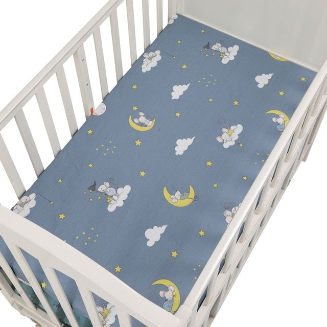 100% Cotton Crib Fitted Sheet Soft Breathable Baby Bed Mattress Cover Cartoon Newborn Bedding For Cot Size 130*70cm/105*60