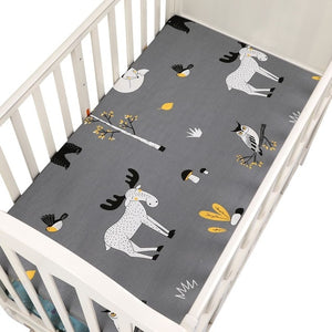 100% Cotton Crib Fitted Sheet Soft Breathable Baby Bed Mattress Cover Cartoon Newborn Bedding For Cot Size 130*70cm/105*60