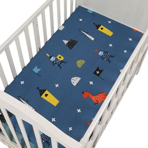 100% Cotton Crib Fitted Sheet Soft Breathable Baby Bed Mattress Cover Cartoon Newborn Bedding For Cot Size 130*70cm/105*60